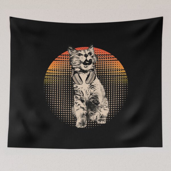 Item preview, Cat with Headphones Cat Lover Retro Design designed and sold by brunsch-print.