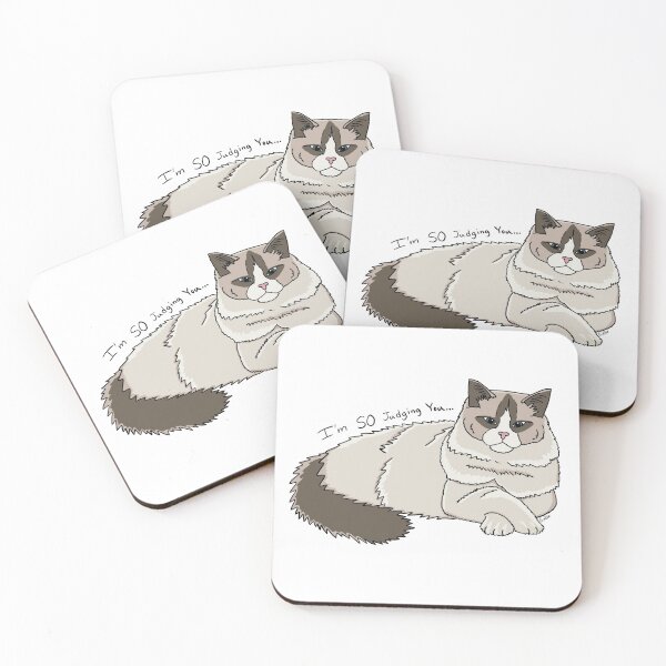 Item preview, Judgmental Ragdoll Cat -  Judegy Kitty - white background designed and sold by EcoElsa.
