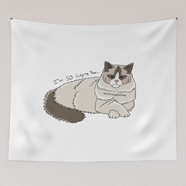 Item preview, Judgmental Ragdoll Cat -  Judegy Kitty - white background designed and sold by EcoElsa.