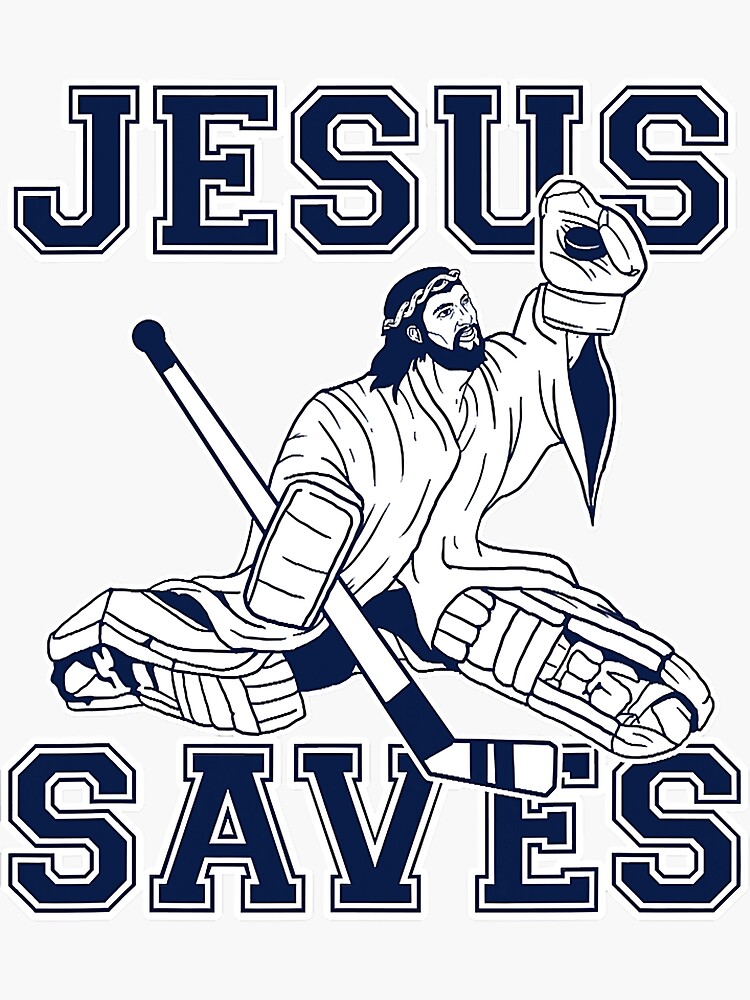 Hockey T-Shirt Funny Hockey Shirt Jesus Goalkeeper T-Shirt Jesus Saves Shirt