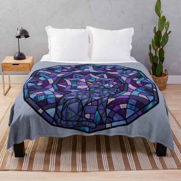 Item preview, Black Cat Polygon Star 1 Purple Stained Glass designed and sold by Wyvernwrought.