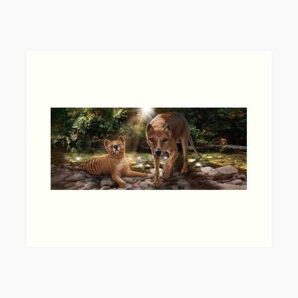 Item preview, Tasmanian tigers (Thylacines) mother & pup designed and sold by Jayne Kenyon.