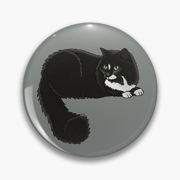 Item preview, Fluffy Black Tuxedo Cat - Smoke Gray designed and sold by EcoElsa.