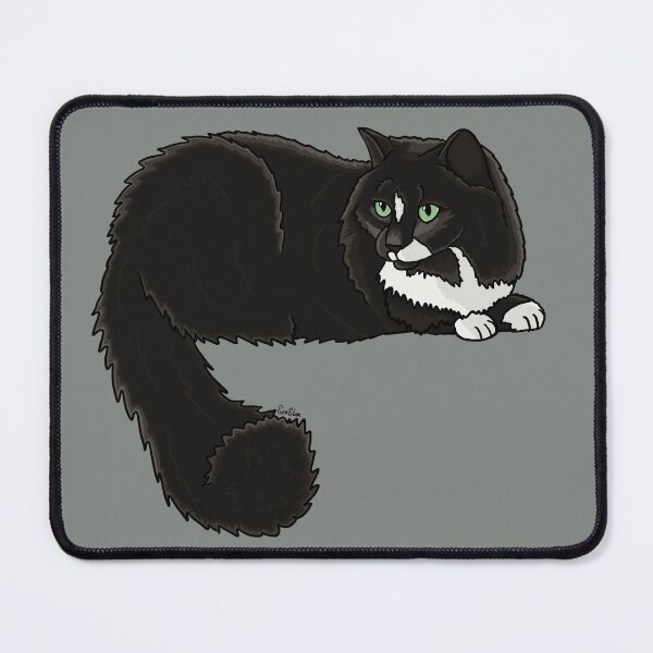 Aperçu de l'œuvre Chat noir en smoking duveteux - Gris fumé créée et vendue par EcoElsa.