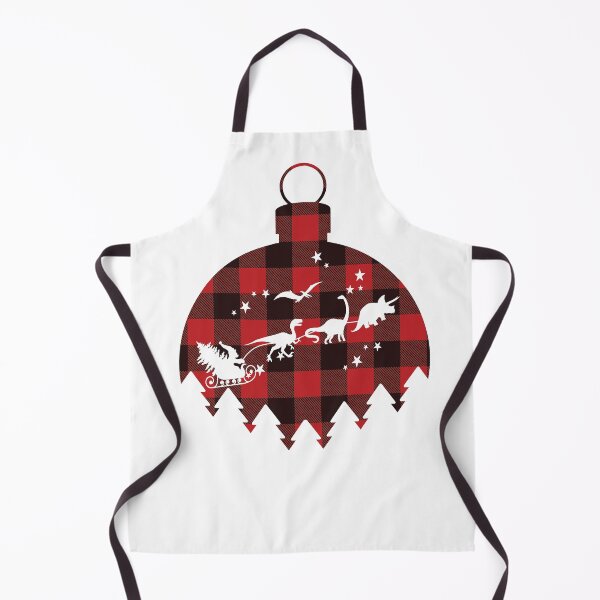 Item preview, Dinosaur Santa Sleigh Ride on Red Buffalo Plaid Flannel Ornament Tree Cutout designed and sold by Rabbitti.