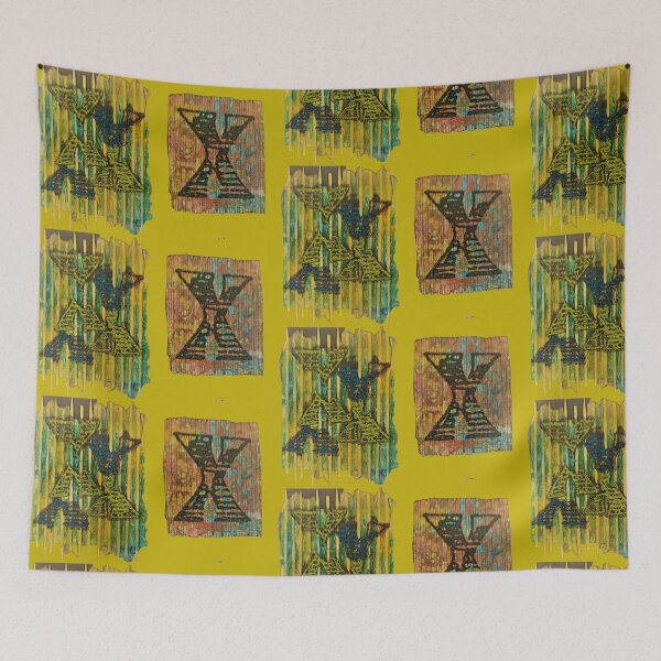 Item preview, large x, ex, pieces of fabric, painted on fabric, patchwork, runes, runic writing, Celtic signs and symbols, designed and sold by NessArtByEwa.