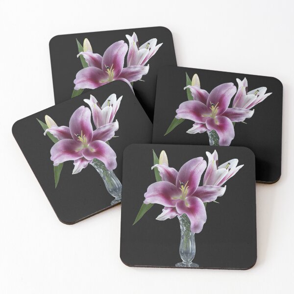 Item preview,  Pretty pink Oriental Trumpet Lily in a Vase, transparent background. designed and sold by sunnypicsoz.