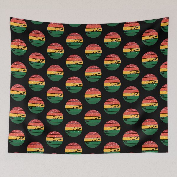 Item preview, Dinosaur Santa Sleigh Ride on Retro Sunset Christmas Colors Falling Slow designed and sold by Rabbitti.