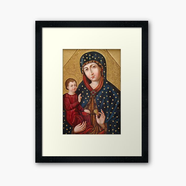 Polish Virgin Mary Poster, Madonna and Child Jesus, Holy icon, Catholic art Framed Art Print
