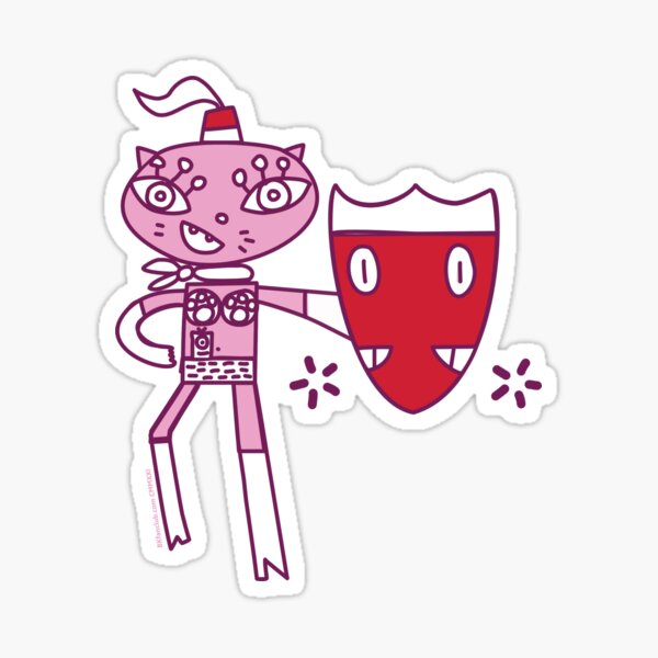 BikiniKat Official Pink Cat super hero Shields Up! by Flower Diamond XFD and Linda Goldie Sticker