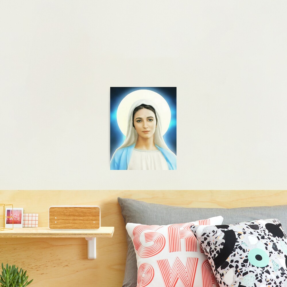Tapisserie Murale Italienne Notre Dame De Medjugorje - Coton Et Viscose Avec Fils Dorés, 20x37 Pouces, Faite Main
