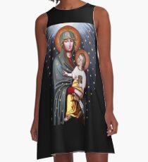 Our Lady of Fatima, Polish Madonna and Child, Virgin Mary, religious catholic icon A-Line Dress