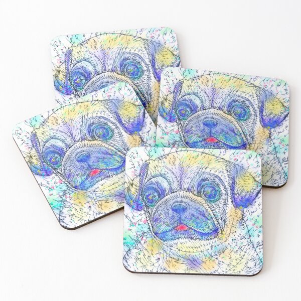 Item preview, PUG watercolor and ink portrait .2 designed and sold by lautir.