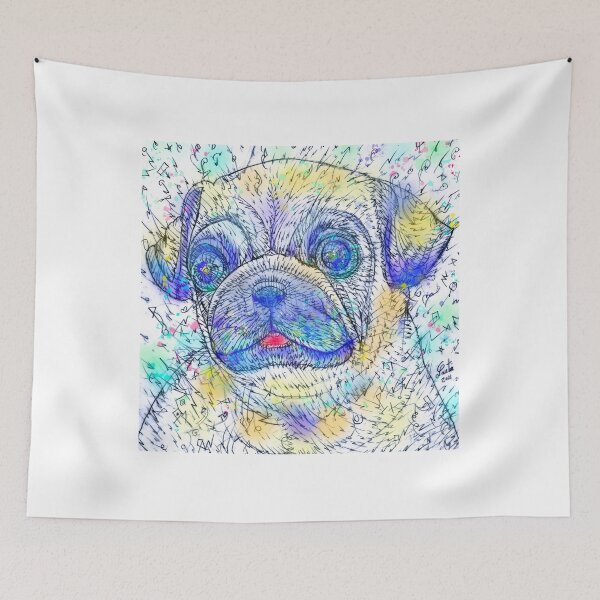 Item preview, PUG watercolor and ink portrait .2 designed and sold by lautir.