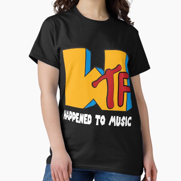 Vista previa del artículo con la obra «WTF le pasó a la música», diseñado y vendido por FastorSlow.