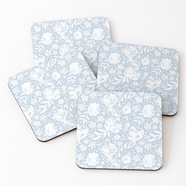 Item preview, White roses pattern on baby blue designed and sold by simonaburlacu.