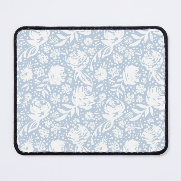 Item preview, White roses pattern on baby blue designed and sold by simonaburlacu.