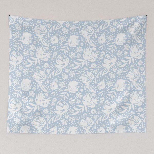 Item preview, White roses pattern on baby blue designed and sold by simonaburlacu.