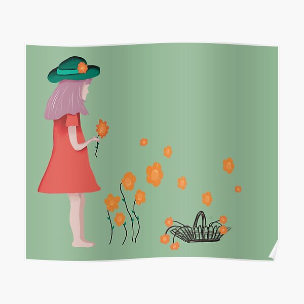 Girl with flowers Poster