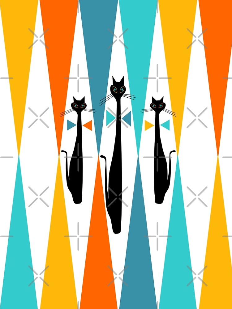 Thumbnail 4 of 4, A-Line Dress, MidCentury Modern Art 10 Jester Cats designed and sold by OldUrbanFarmhse.