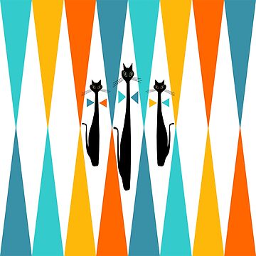 Artwork thumbnail, MidCentury Modern Art 10 Jester Cats by Old Urban Farmhouse Design Studio