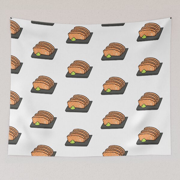 Item preview, Salmon Sashimi and Wasabi on a Plate designed and sold by bonniemamadraws.