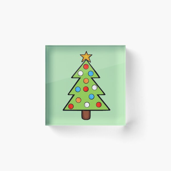 Item preview, Minimalistic Green Christmas Tree With Colorful Ornaments designed and sold by Barolina.