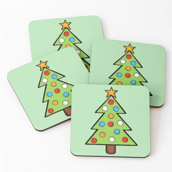 Item preview, Minimalistic Green Christmas Tree With Colorful Ornaments designed and sold by Barolina.