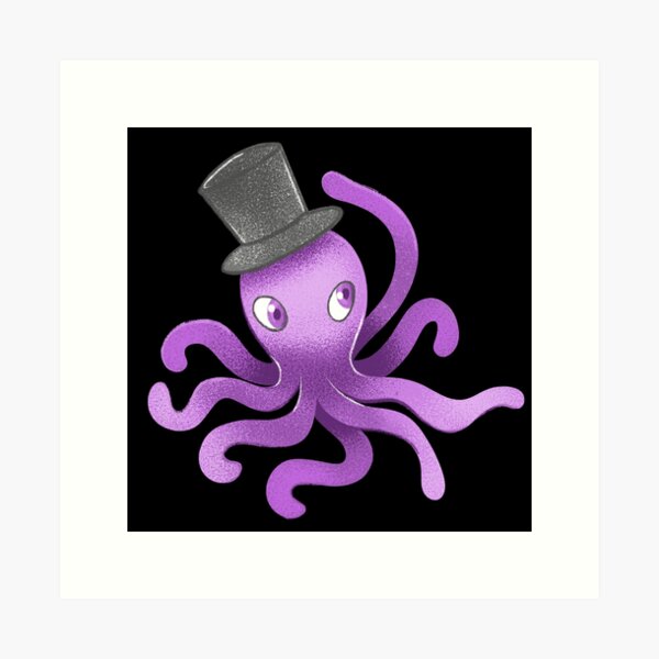 Ocean kids - purple octopus in a top hat (hand drawn) Art Print