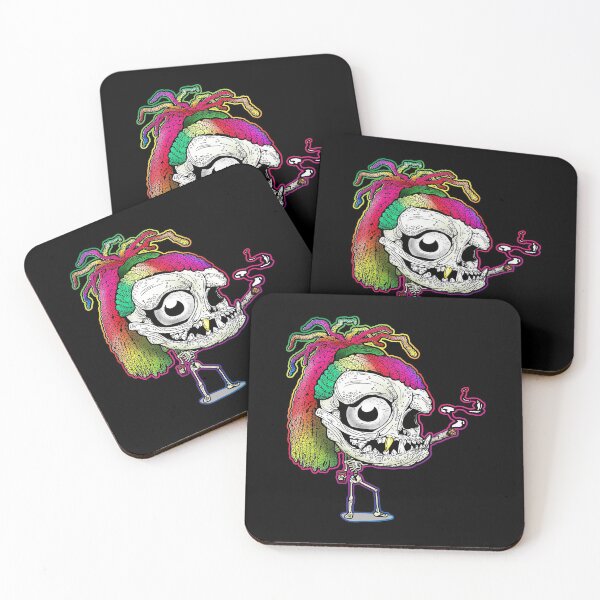 Item preview, Rainbow Dreadlock Funky Skull Skeleton Smoking with body designed and sold by iduzarts.