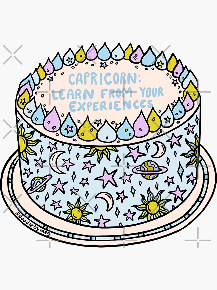 Thumbnail 3 of 3, Sticker, Capricorn Cake designed and sold by doodlebymeg.