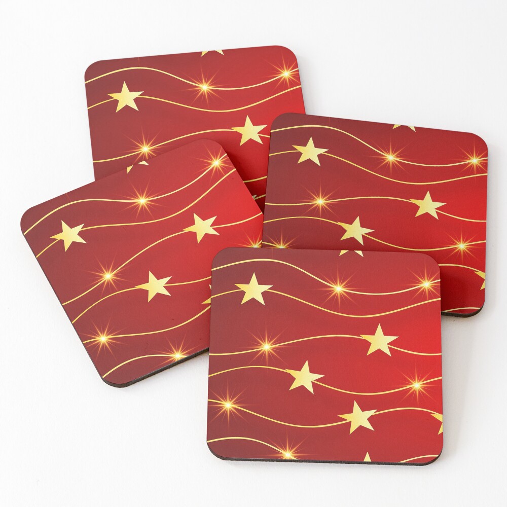 Red and Gold Christmas Stars Coasters Coasters (Set of 4)
