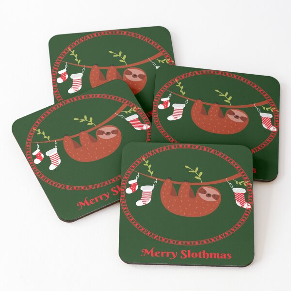 Item preview, Merry Slothmas Cute Sloth With Hanging Christmas Socks designed and sold by LMcDs.