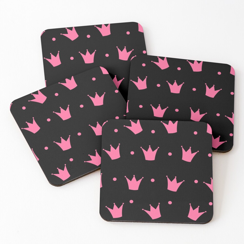 Pink Crown and Polka Dot Coasters Coasters (Set of 4)