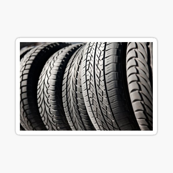 Group of used black tires Sticker