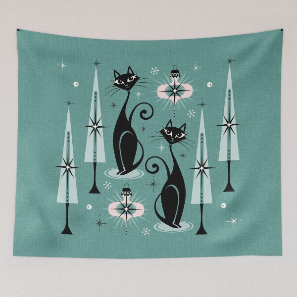Item preview, Mid Century Meow Atomic Kitty Christmas ©studioxtine designed and sold by studioxtine.
