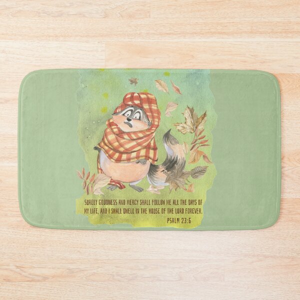 Item preview, Raccoon in Autumn - Psalm 23:6 Bible Verse Windy Day designed and sold by TheKingdomAttic.