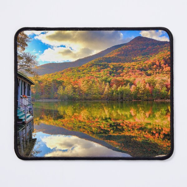 Item preview, Reflection in water near house with mountain designed and sold by MrRainbowArt.