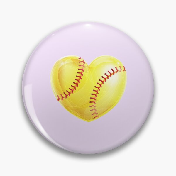 Item preview, Softball Heart Sticker Yellow Simple designed and sold by BallplayerBuzz.