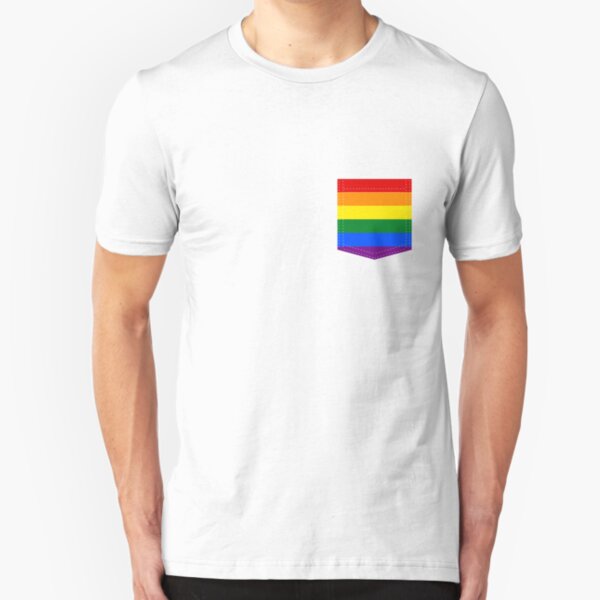 lgbt+ pride flag pocket Slim Fit T-Shirt