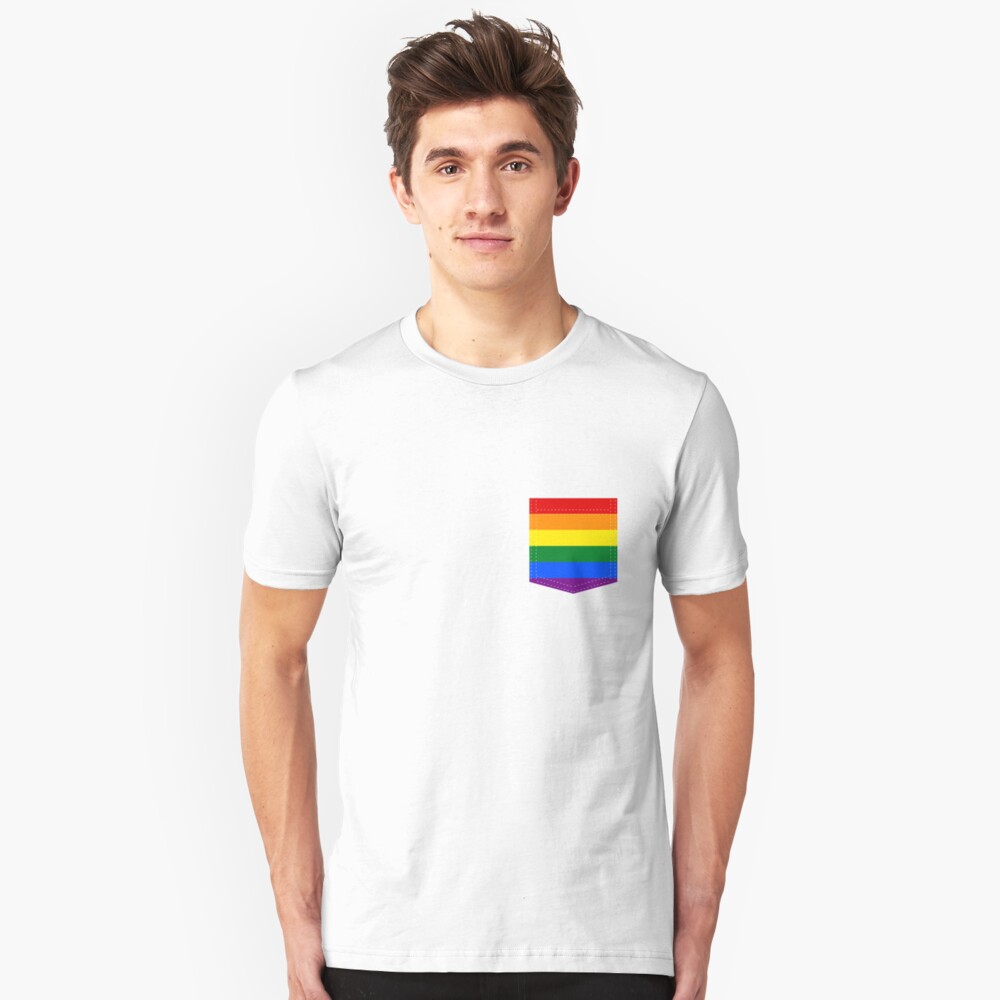 lgbt+ pride flag pocket Slim Fit T-Shirt