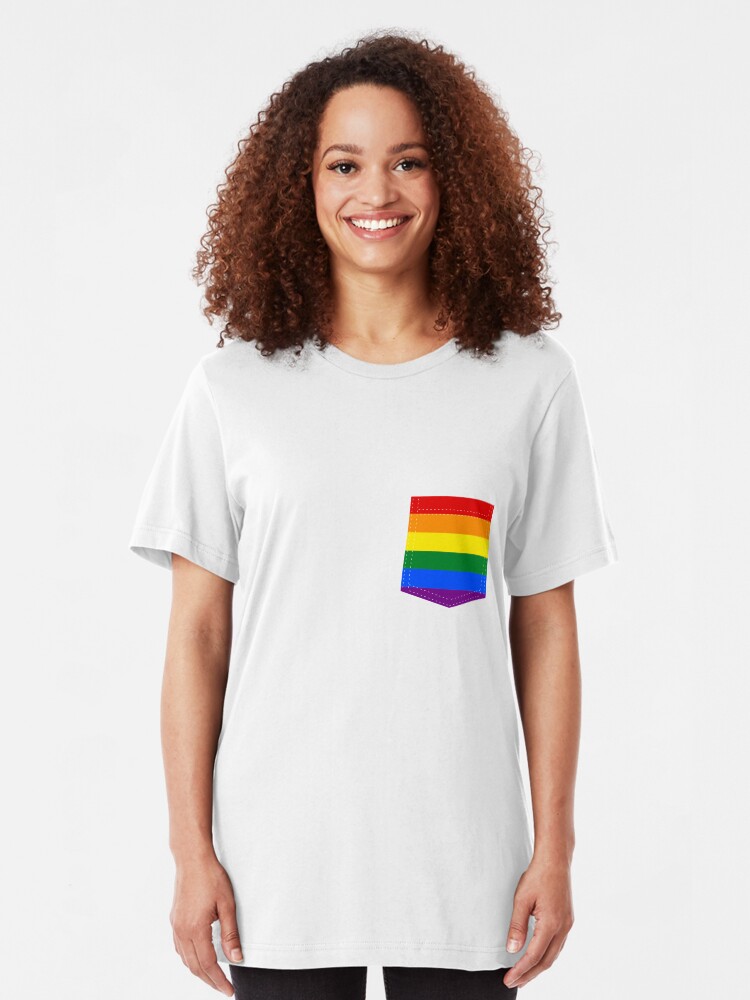 Alternate view of lgbt+ pride flag pocket Slim Fit T-Shirt