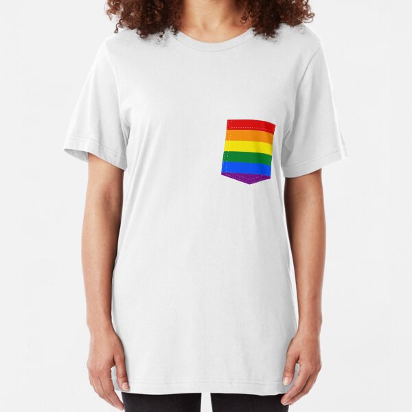 lgbt+ pride flag pocket Slim Fit T-Shirt