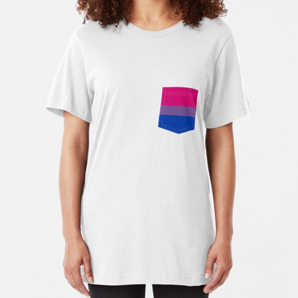 bisexual pride flag pocket Slim Fit T-Shirt