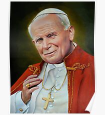 Pope John II, St. John Paul II Portrait, Religious Catholic wall art Poster