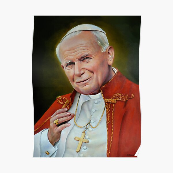 Pope John II, St. John Paul II Portrait, Religious Catholic wall art Poster