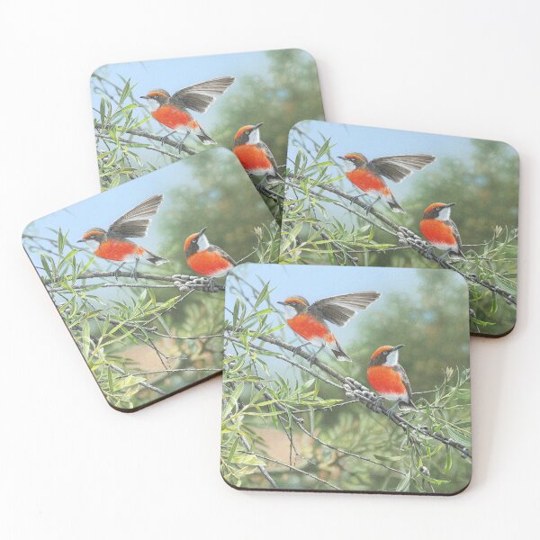 Item preview, "The Tricoloured Trio" (Crimson Chats) designed and sold by Frances McMahon Watercolour Bird Artist.