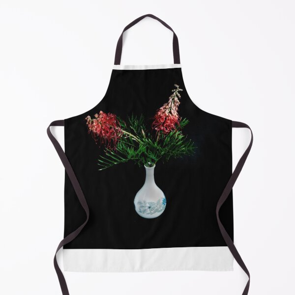 Item preview, Two colourful Red Grevillea blooms in a miniature decorative white vase. designed and sold by sunnypicsoz.