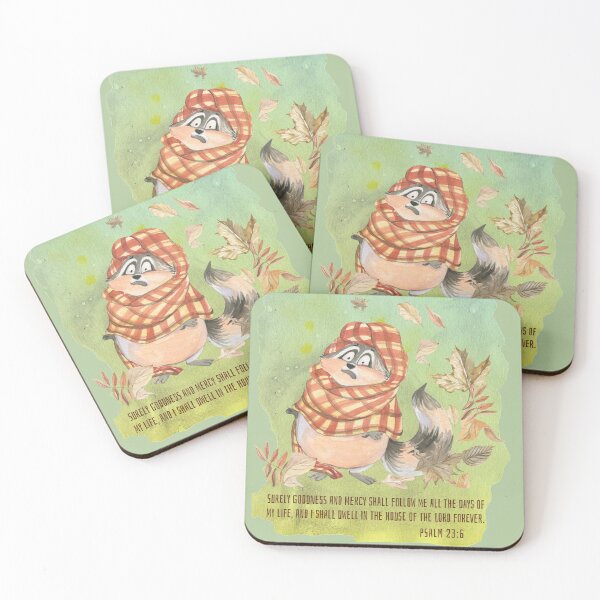 Item preview, Raccoon in Autumn - Psalm 23:6 Bible Verse Windy Day designed and sold by TheKingdomAttic.