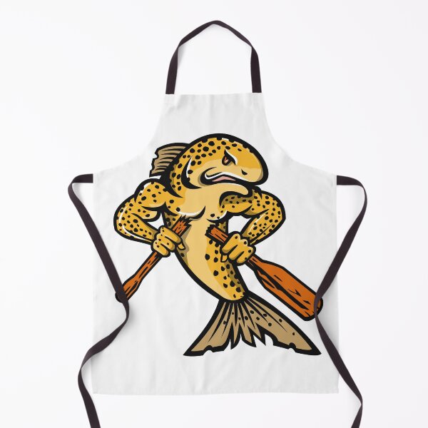 Item preview, Brown Trout Salmo Trutta or Salmon Breaking an Oar or Paddle Cartoon Mascot Color designed and sold by patrimonio.